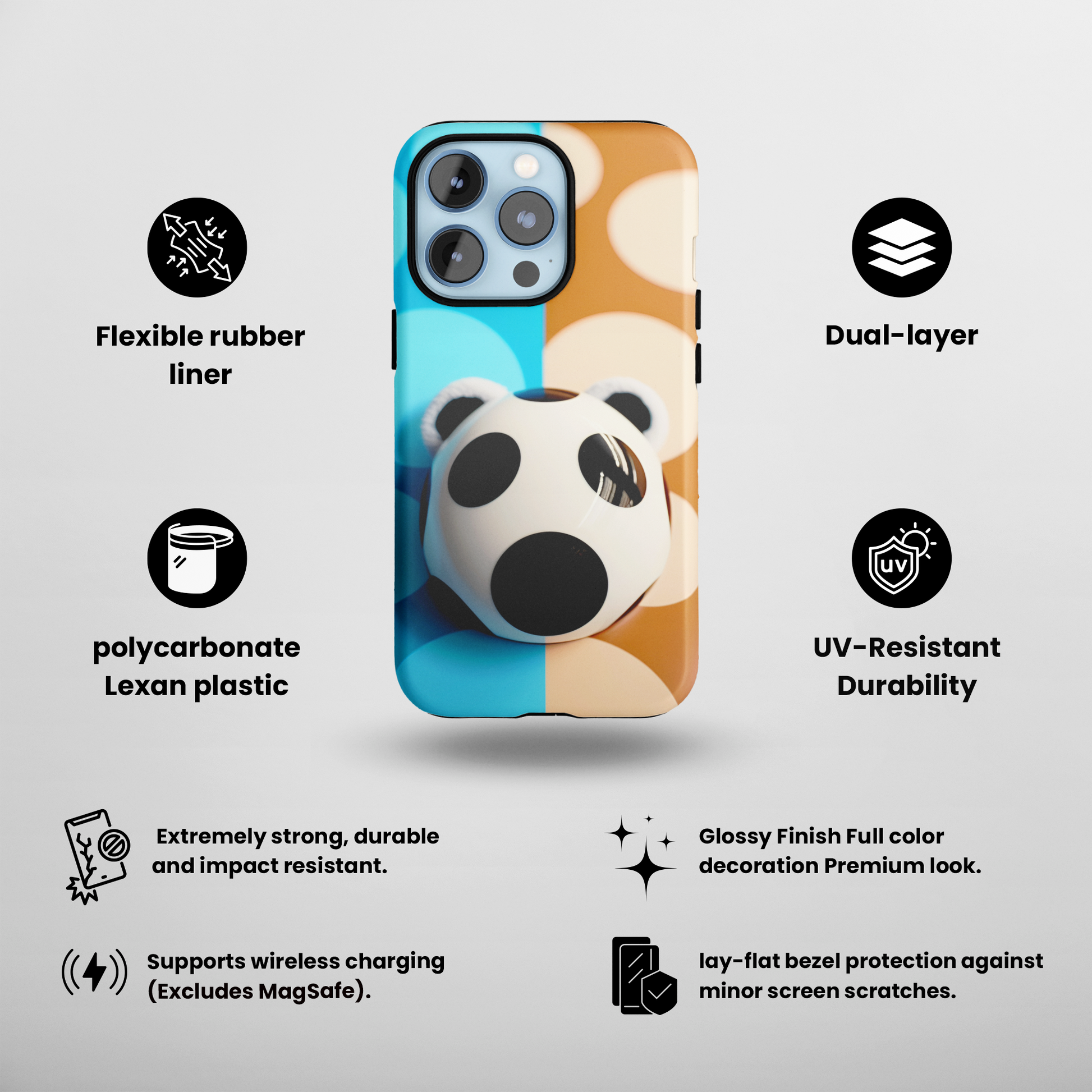 Panda Bear (iPhone Case 11-15)Revolutionize your iPhone's look and feel with RIMA Tough Phone Case – ultimate protection meets elegant style for iPhone 11-15. Grab yours now! 🛡️📱RimaGallery