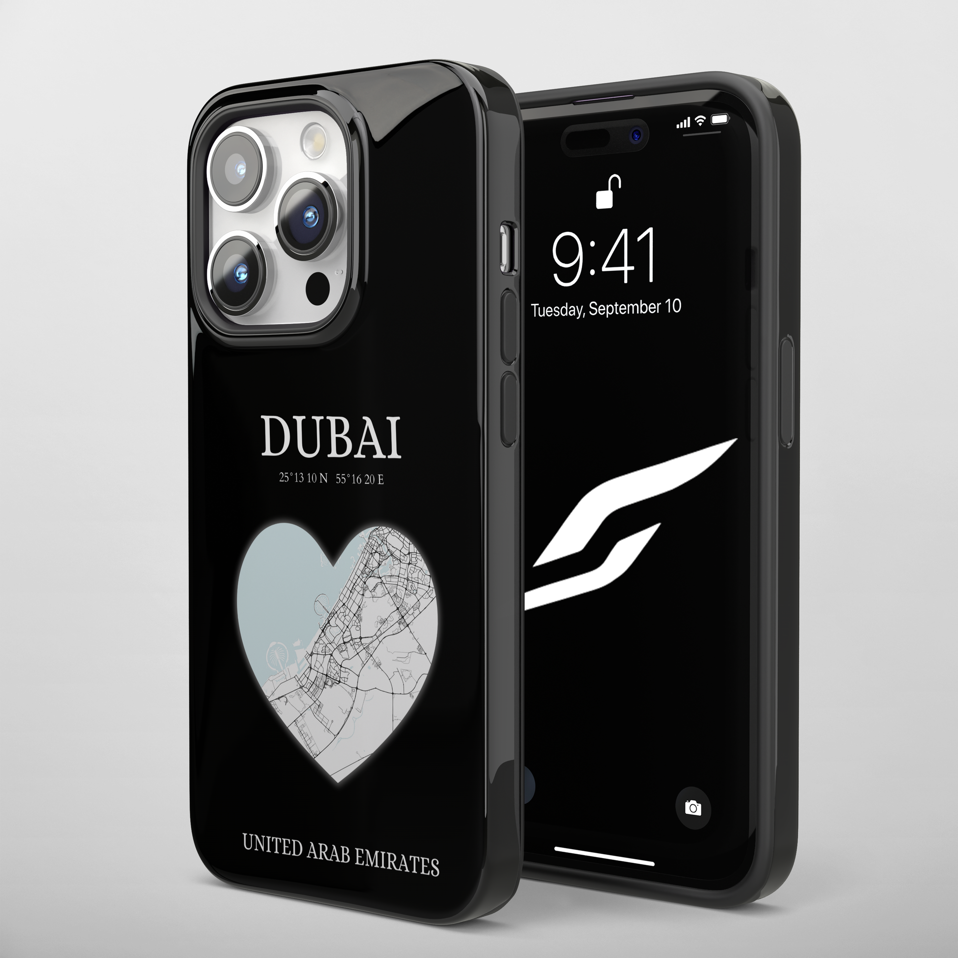 Dubai Heartbeat - Black (iPhone Case 11-15)Elevate your iPhone with RimaGallery's Dubai York Heartbeat case. Sleek design meets durability for stylish protection. Free US shipping.RimaGallery
