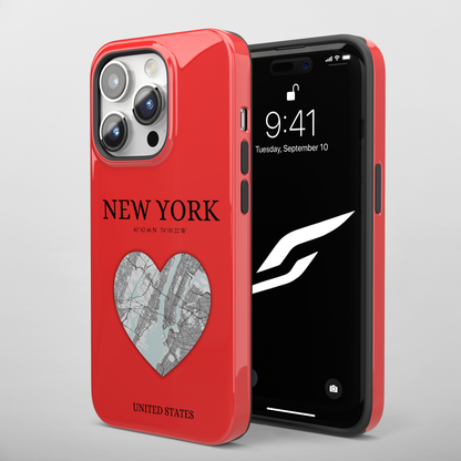 New York Heartbeat - Red (iPhone Case 11-15)