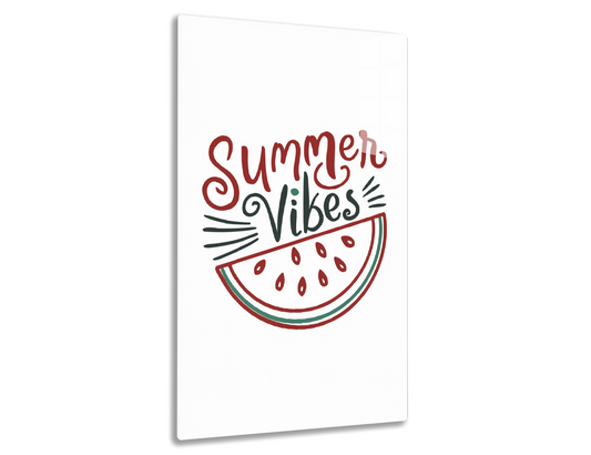 Summer Vibes text with a stylized watermelon slice graphic, evoking a fun and refreshing summer mood.
