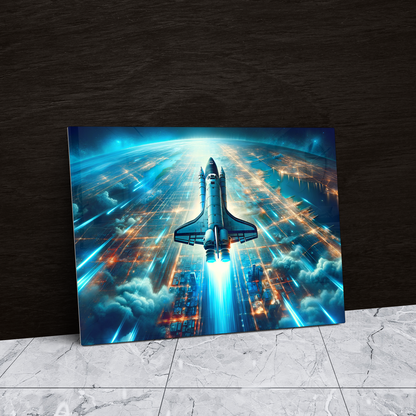 Orbital Blaze Odyssey (Acrylic)Make a statement with Orbital Blaze Odyssey acrylic prints. The 1⁄4" acrylic panel exudes the illusion of a smooth glass surface for vibrant artwork. Pre-installed hRimaGallery