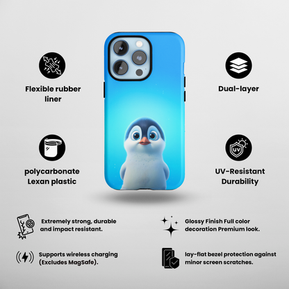 Cute Penguin in the blue (iPhone Case 11-15)