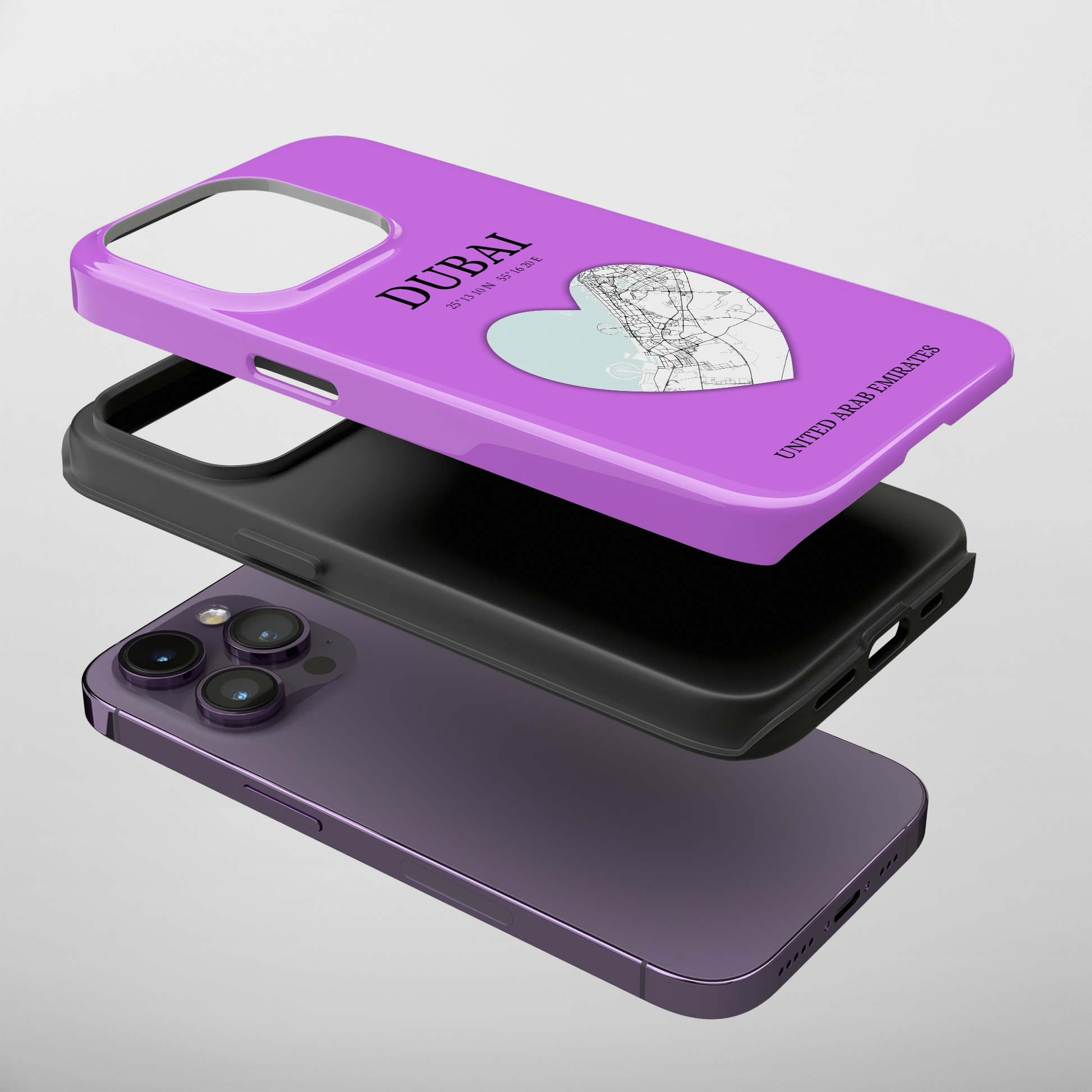 Dubai Heartbeat - Purple (iPhone Case 11-15)Elevate your iPhone with RimaGallery's Dubai York Heartbeat case. Sleek design meets durability for stylish protection. Free US shipping.RimaGallery