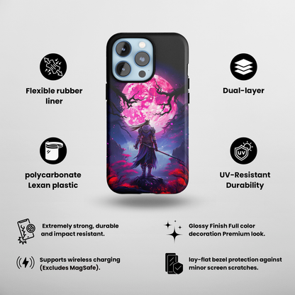 Crimson Moon Warrior (iPhone Case 11-15)RIMA Tough Phone Case: Unmatched Style &amp; Protection for iPhone 11, 12, 13, 14, &amp; 15 🛡️📱
Product Description:
Discover the RIMA Tough Phone Case, exclusivelRimaGallery