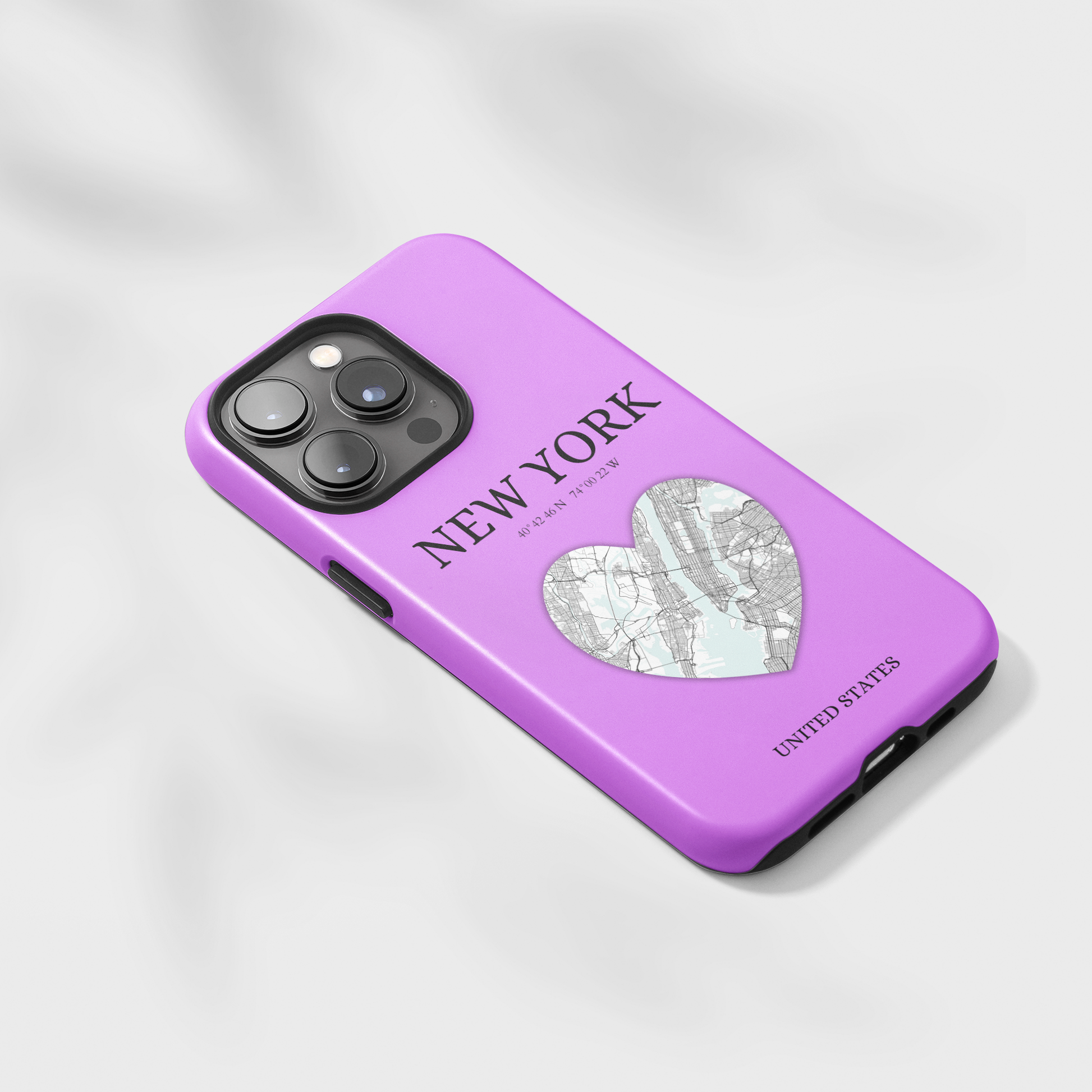 Secure your iPhone 11-15 with RIMA's durable case: Polycarbonate shell, rubber lining for shock absorption, and supports wireless charging-York Heartbeat - Purple (iPhone Case 11-15)