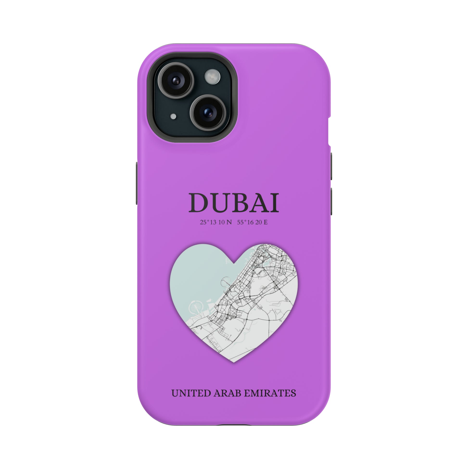 Dubai Heartbeat - Purple (iPhone MagSafe Case)Elevate your iPhone's style with the Dubai Heartbeat Purple MagSafe Case, offering robust protection, MagSafe compatibility, and a choice of matte or glossy finish. RimaGallery