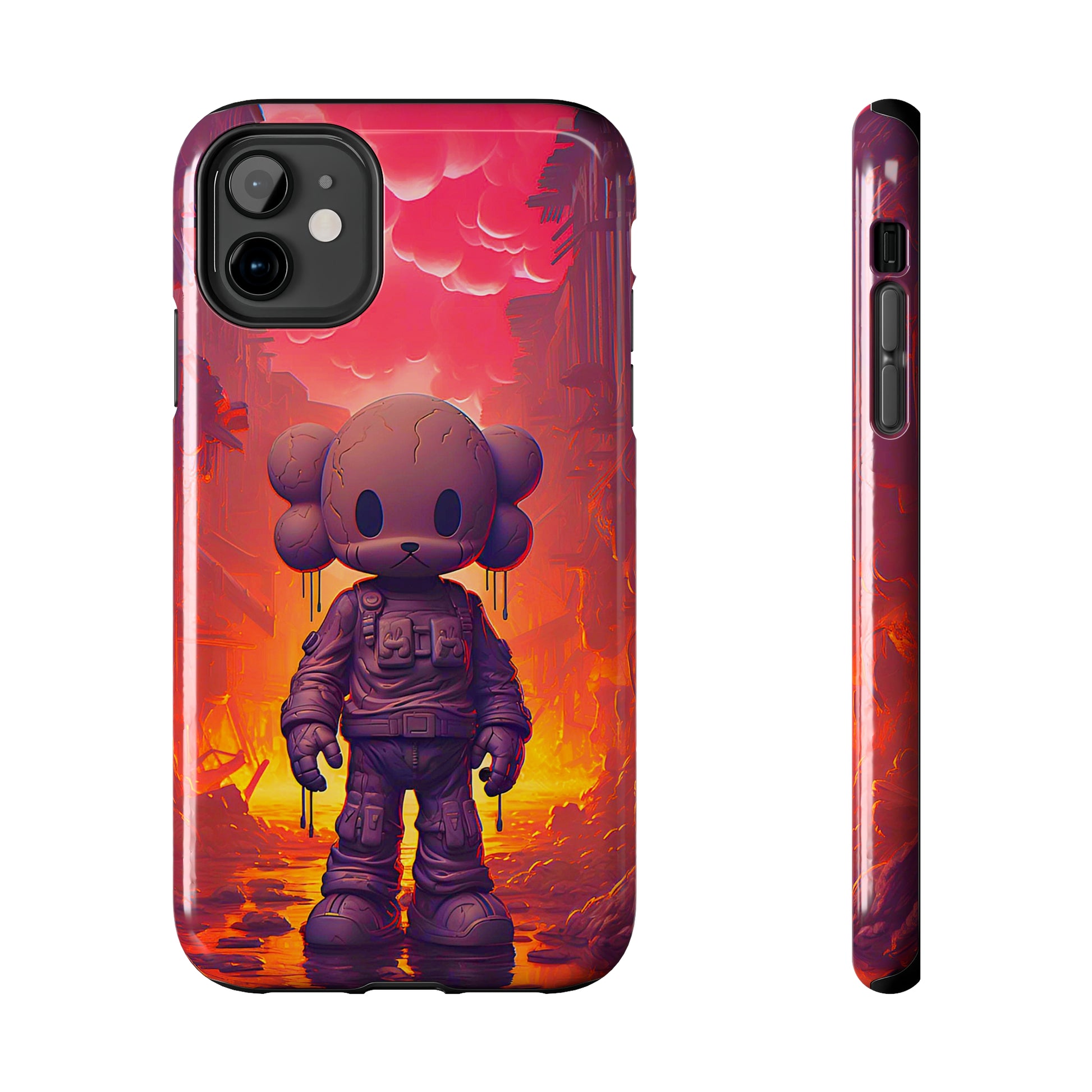 Cuddly Cohort (iPhone Case 11-15)Customize Your World with Unique Art! 🎨 This enchanting "Brave Teddy vs. Robot Apocalypse" design isn't solely for your phone. Dream of showcasing it on a poster, cRimaGallery