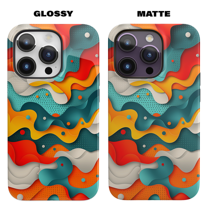 Wavy Whimsy (iPhone MagSafe Case)RimaGallery's MagSafe Cases featuring a Colorful, layered wavy design with a playful touch  designs for iPhone 13, 14, &amp; 15 (Mini, Pro, Max, Plus). Shop now!RimaGallery