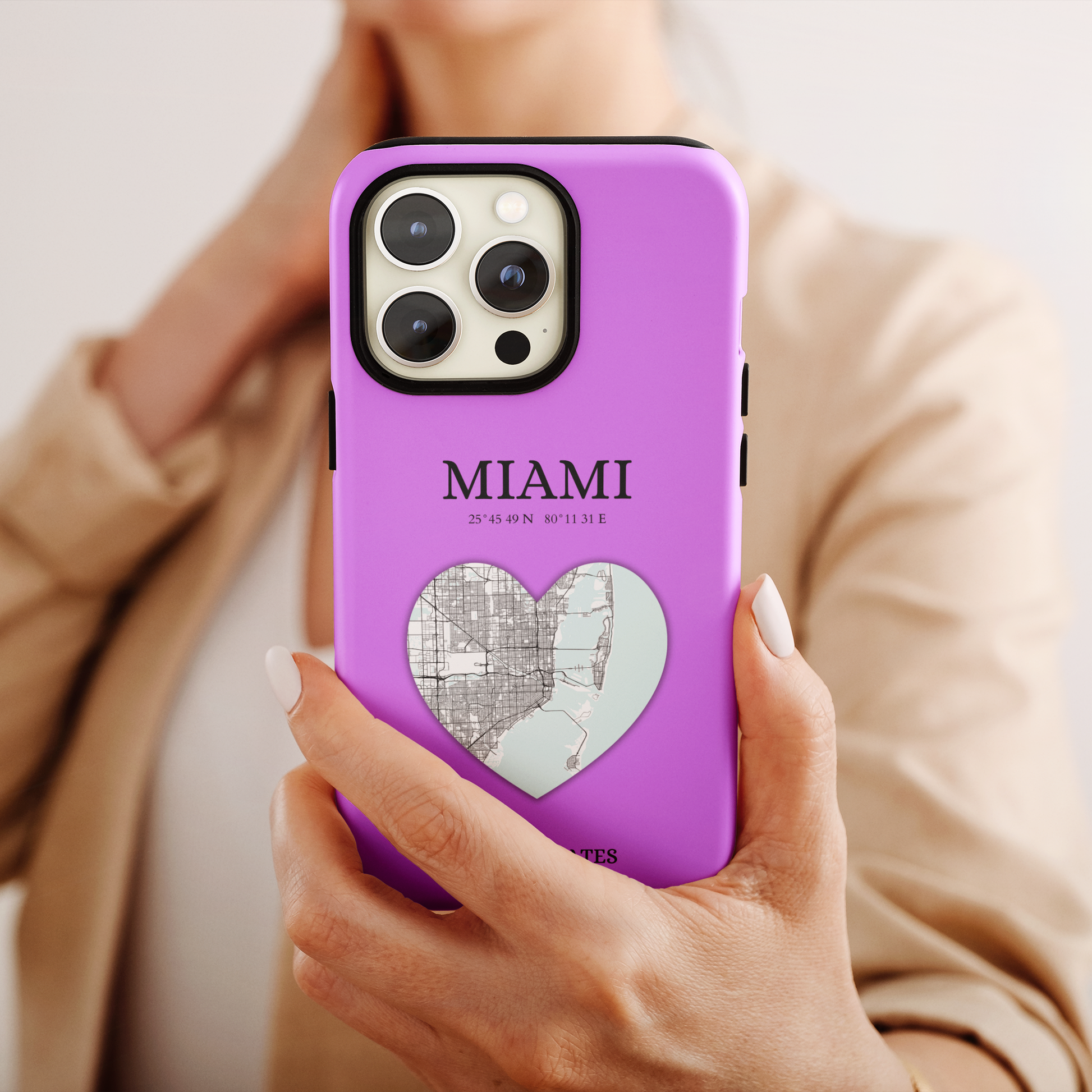 Miami Heartbeat - Purple (iPhone Case 11-15)Capture the essence of MIAMI with RimaGallery's Heartbeat Purple iPhone case, blending durable protection and unique design. Perfect for iPhone 11-15 models. Free shRimaGallery