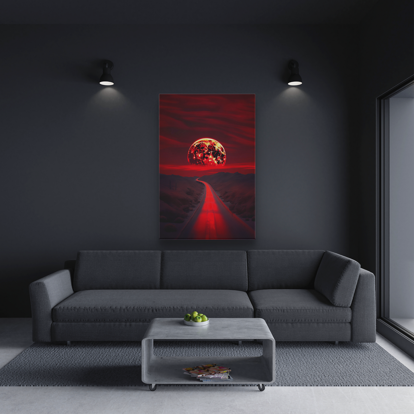 Crimson Eclipse (Canvas)The Great Catsby (Canvas  Matte finish, stretched, with a depth of 1.25 inches) Elevate your décor with RimaGallery’s responsibly made art canvases. Our eco-friendlyRimaGallery