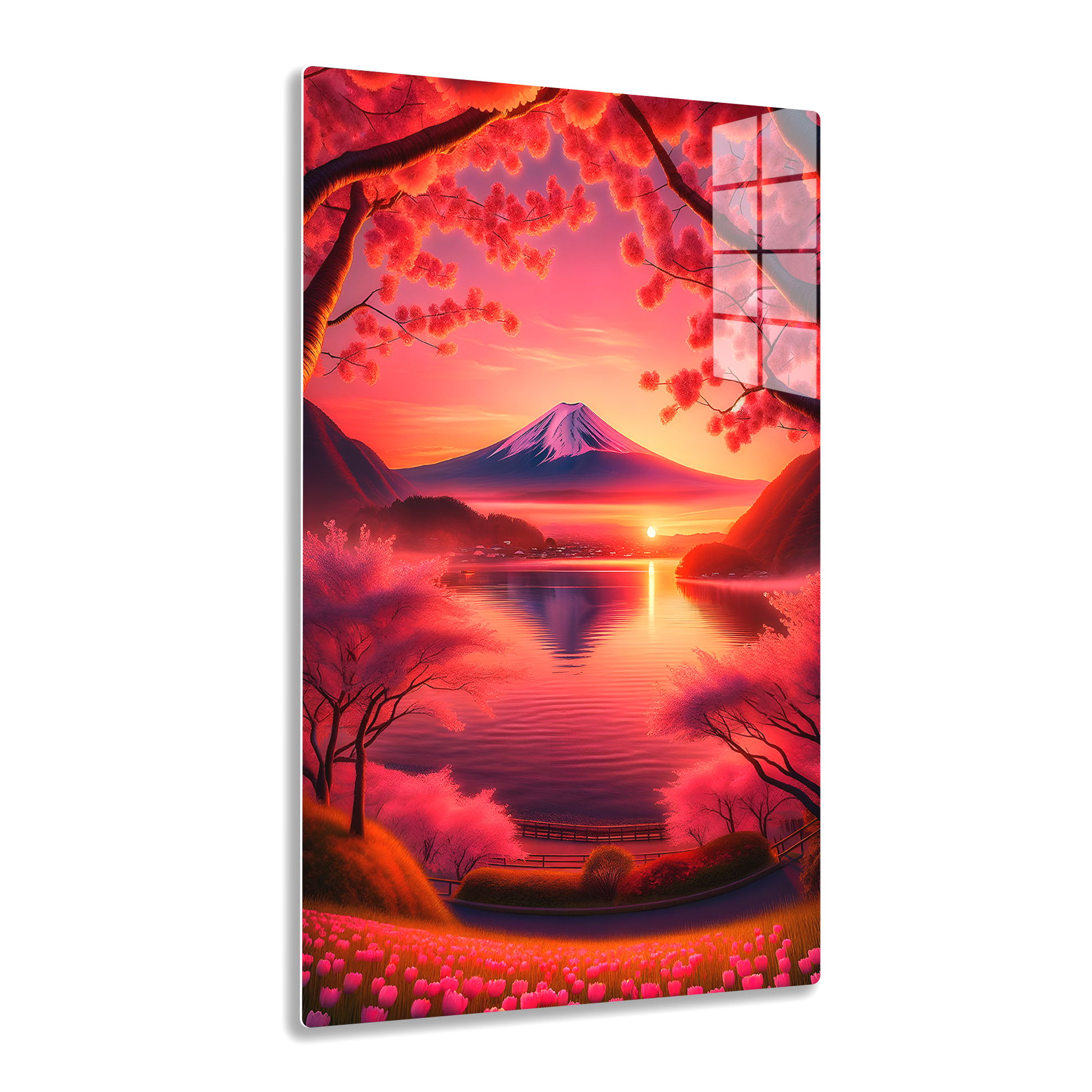 Crimson Fuji Dawn (Acrylic)Make a design statement with Crimson Fuji Dawn acrylic prints from RimaGallery. The sleek 1⁄4" acrylic material creates a glass-like illusion for your wall art. PrinRimaGallery