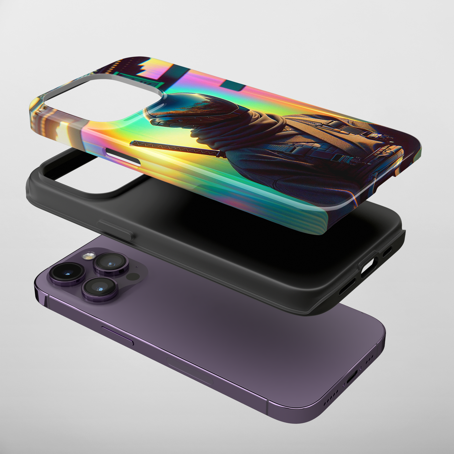 Samurai Synthwave (iPhone Case 11-15)Upgrade Your iPhone with RIMA's Tough Case: Combining sleek style and unmatched protection for iPhone 11-15 models. Durable, fashionable, and eco-friendly. Shop now RimaGallery