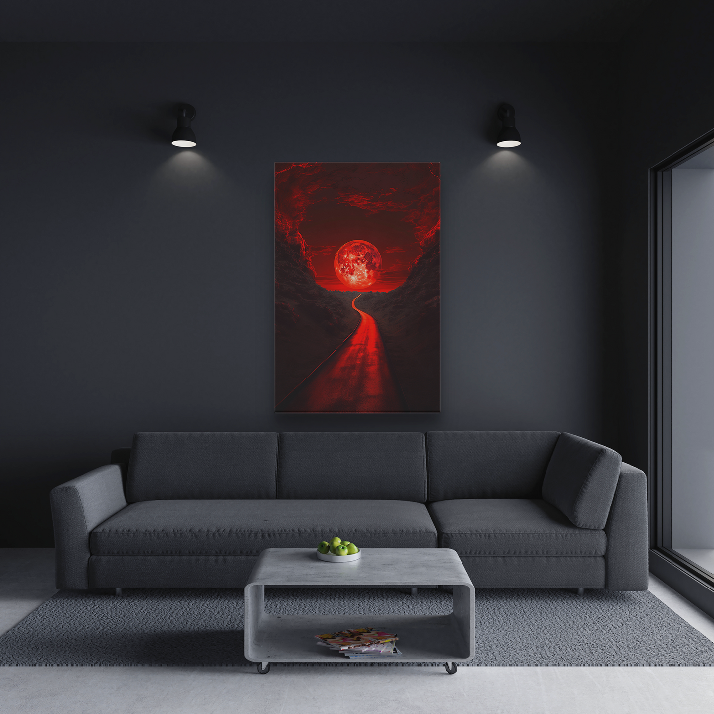 Crimson Pathway (Canvas)Crimson Pathway (Canvas  Matte finish, stretched, with a depth of 1.25 inches) Elevate your décor with RimaGallery’s responsibly made art canvases. Our eco-friendly RimaGallery