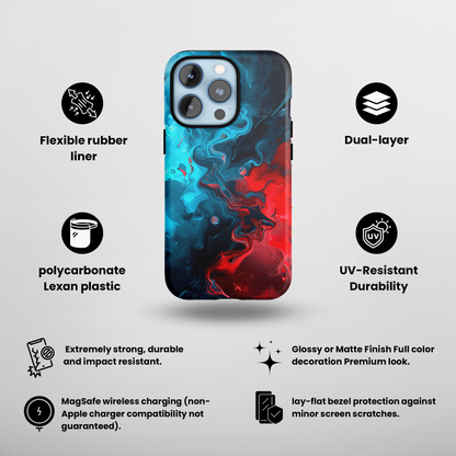 Whimsy Waves (iPhone MagSafe Case)Elevate your iPhone's style with Abstract Red and Blue Swirl Pattern Smartphone Case MagSafe Case, offering robust protection, MagSafe compatibility, and a choice ofRimaGallery