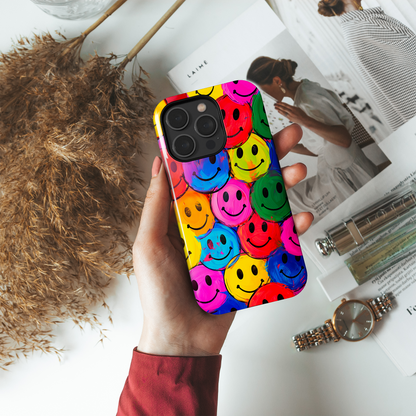Colorful Smiley Face (iPhone Case 11-15)