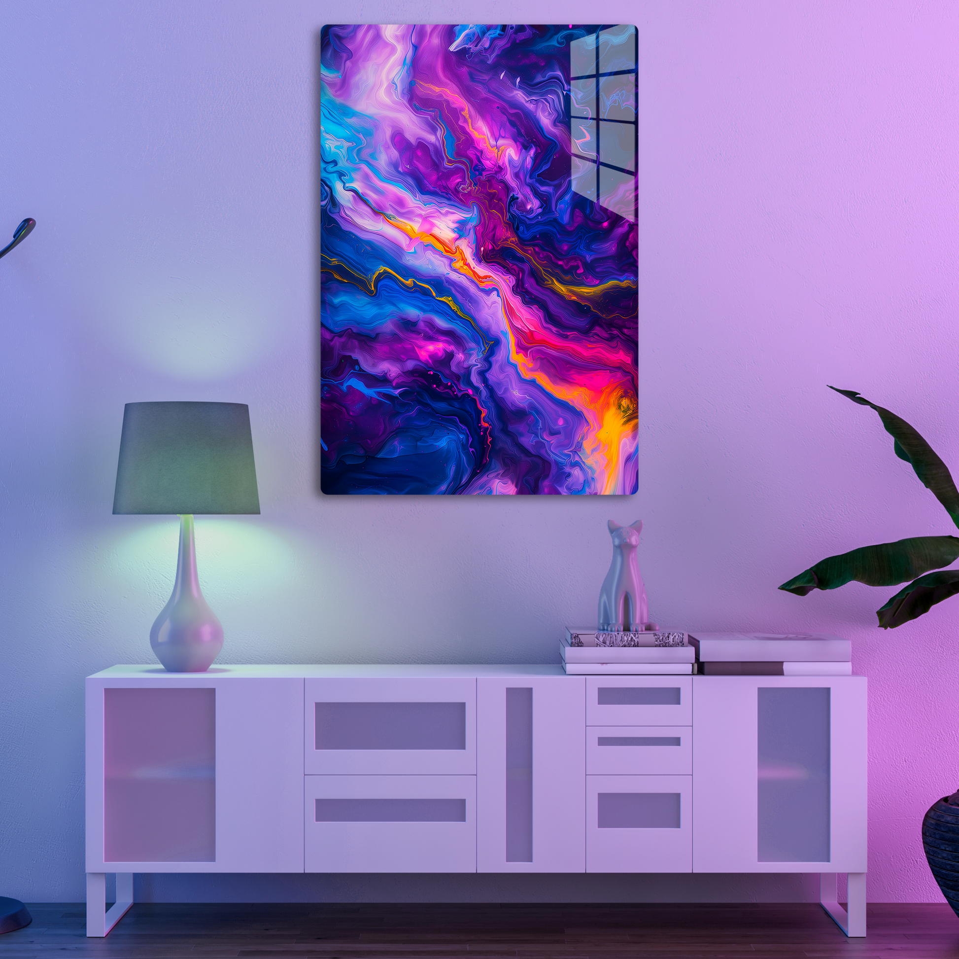 Psychedelic Flow (Acrylic)Make a statement with Psychedelic Flow acrylic prints. The 1⁄4" acrylic panel exudes the illusion of a smooth glass surface for vibrant artwork. Pre-installed hanginRimaGallery