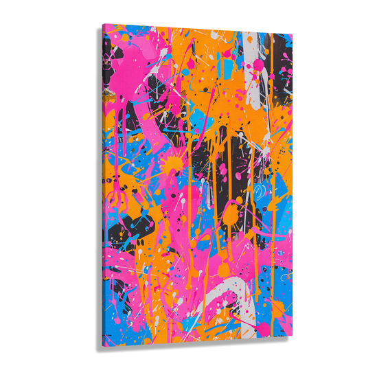 Vibrant Abstract Expressionism: Bold, Energetic Color Splashes (Canvas)