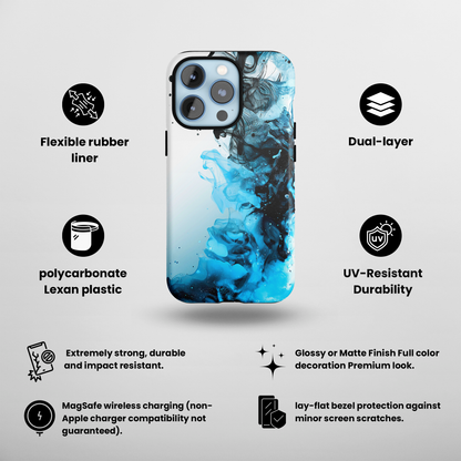 Ocean Fizz (iPhone MagSafe Case)Elevate your iPhone's protection and style with RimaGallery's Ink swirls in oceanic hues on a MagSafe Case. Enjoy dual-layer defense, vibrant design choices, and MagRimaGallery