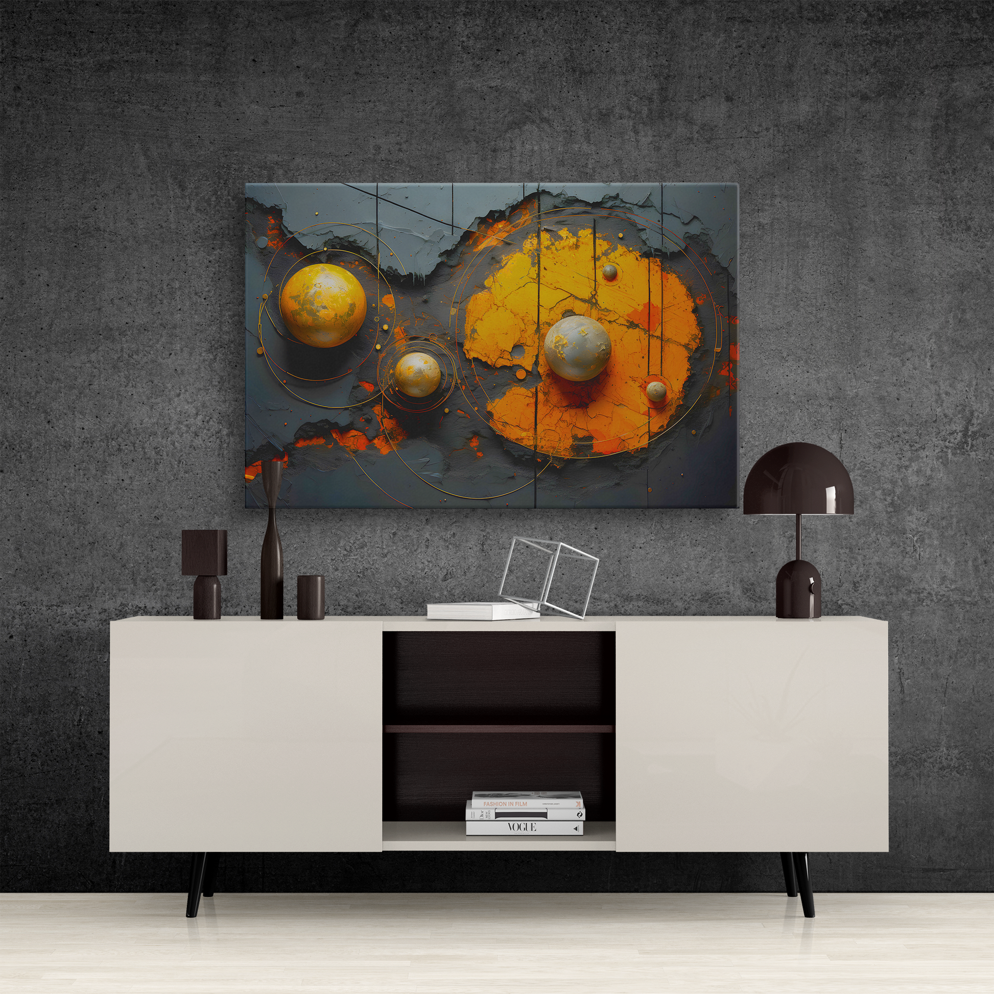 Several Planets (Canvas  Matte finish, stretched, with a depth of 1.25 inches) Elevate your décor with RimaGallery’s responsibly made art canvases. Our eco-friendly -Planets (Canvas)