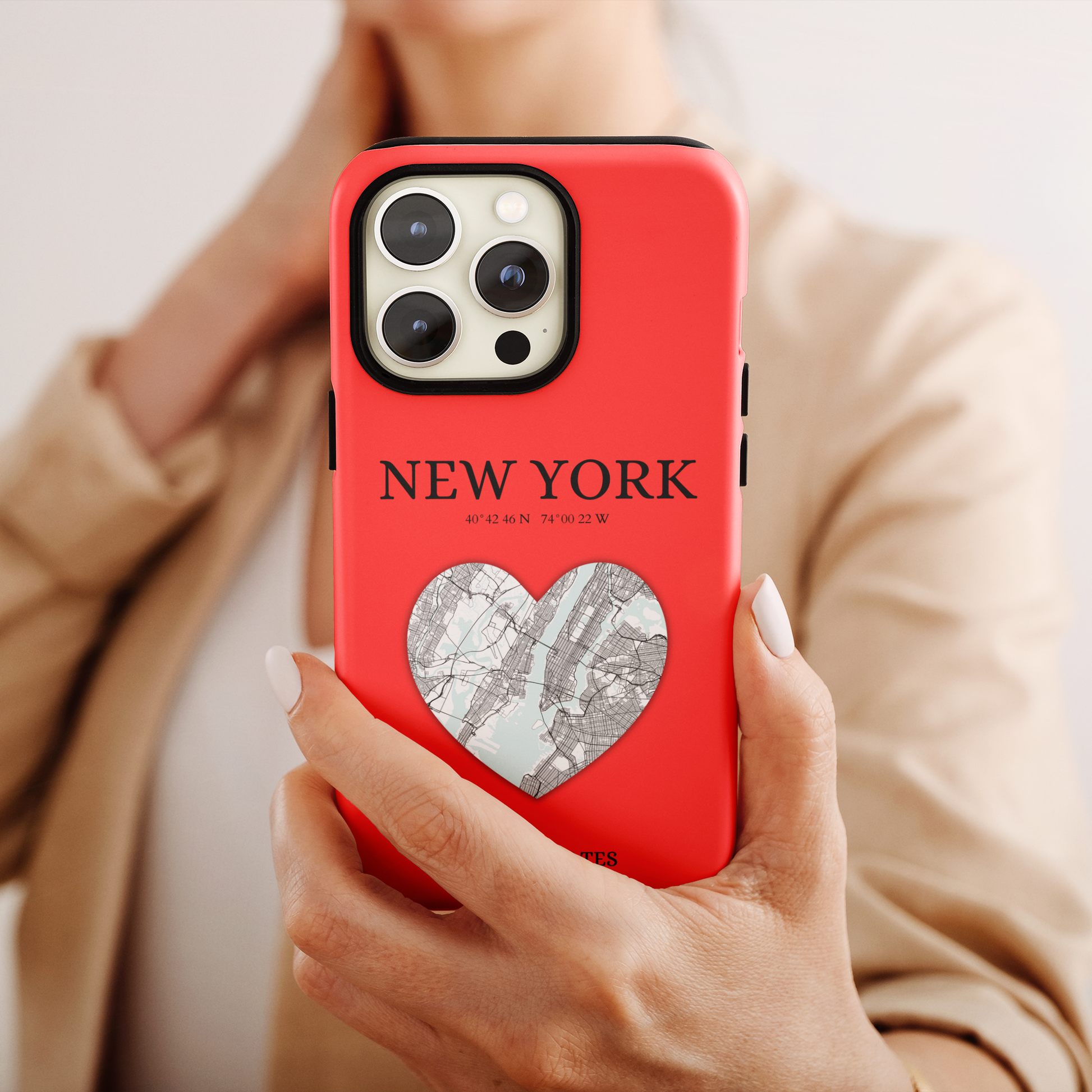 Elevate your iPhone with RimaGallery's New York Heartbeat case. Sleek design meets durability for stylish protection. Free US shipping.-York Heartbeat - Red (iPhone Case 11-15)