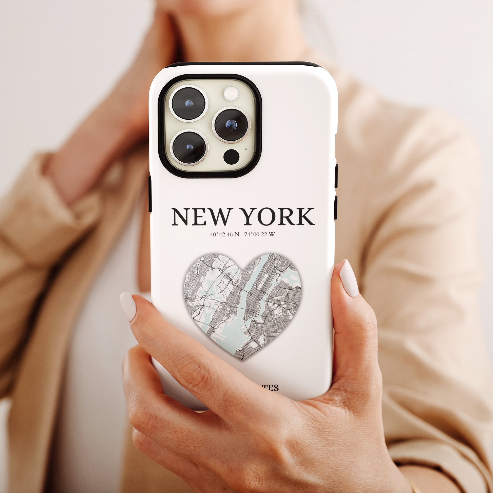 Elevate your iPhone with RimaGallery's New York Heartbeat case. Sleek design meets durability for stylish protection. Free US shipping.-York Heartbeat - White (iPhone Case 11-15)