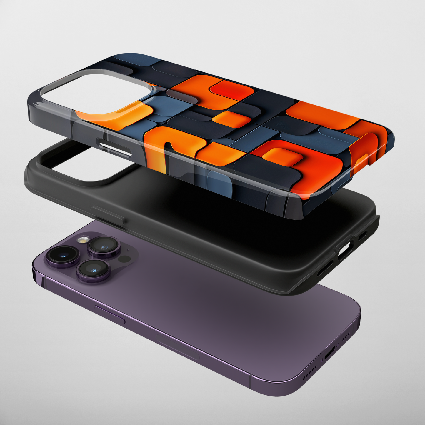 Tangerine Grid (iPhone Case 11-15)Elevate your iPhone experience with RIMA's Tough Phone Case, designed for iPhone 11 to 15 include modles pro and max. Double-layer defense and premium materials provRimaGallery