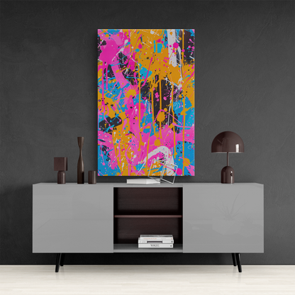 Vibrant Abstract Expressionism: Bold, Energetic Color Splashes (Canvas)