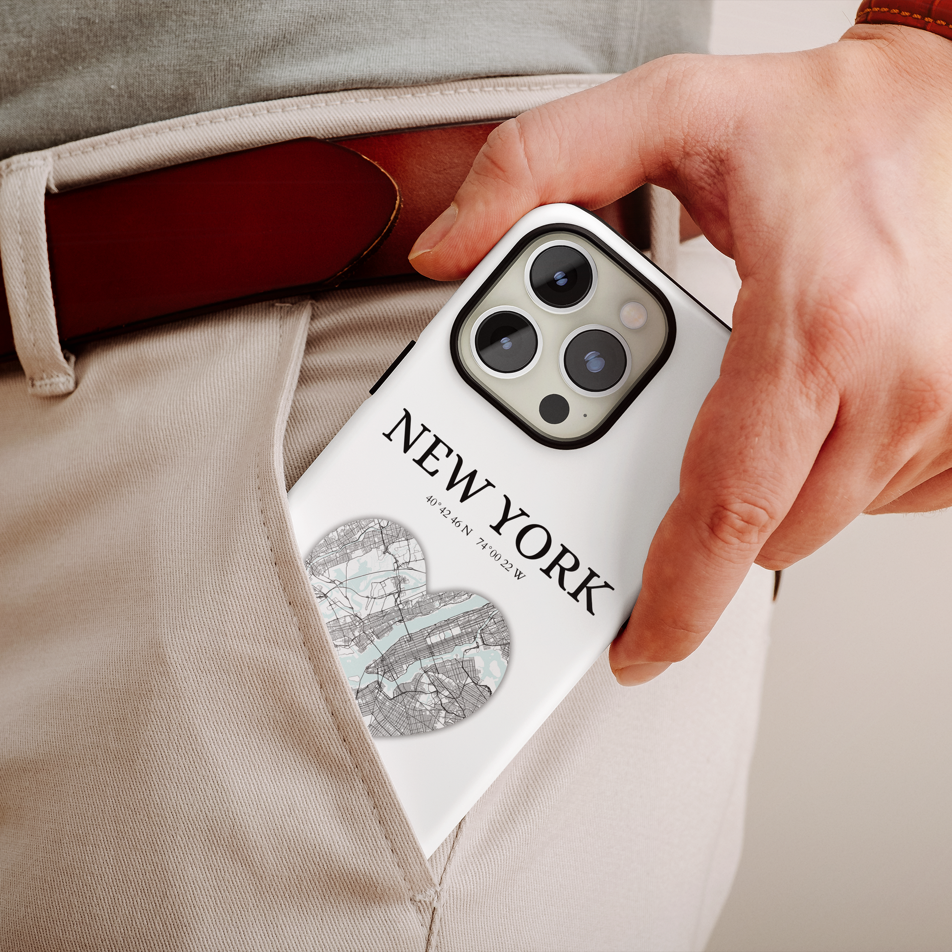 Elevate your iPhone with RimaGallery's New York Heartbeat case. Sleek design meets durability for stylish protection. Free US shipping.-York Heartbeat - White (iPhone Case 11-15)