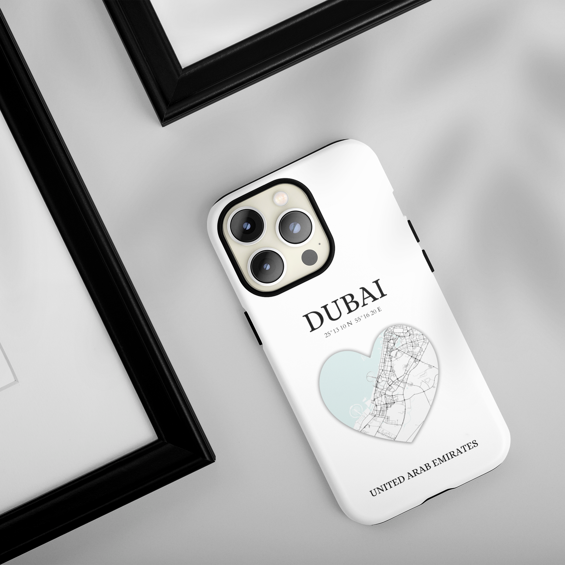 Dubai Heartbeat - White (iPhone Case 11-15)Capture the essence of Dubai with RimaGallery's Heartbeat White iPhone case, blending durable protection and unique design. Perfect for iPhone 11-15 models. Free shiRimaGallery