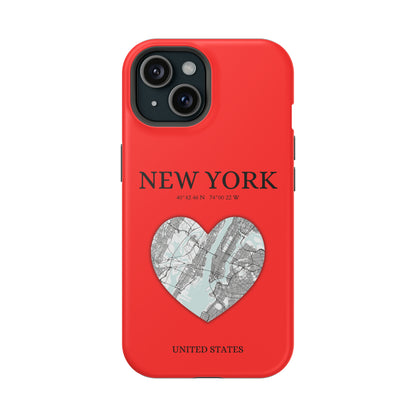 Add a touch of New York to your iPhone with the Red Heartbeat MagSafe Case, offering durable protection, seamless MagSafe compatibility, and a choice between matte o-York Heartbeat - Red (iPhone MagSafe Case)