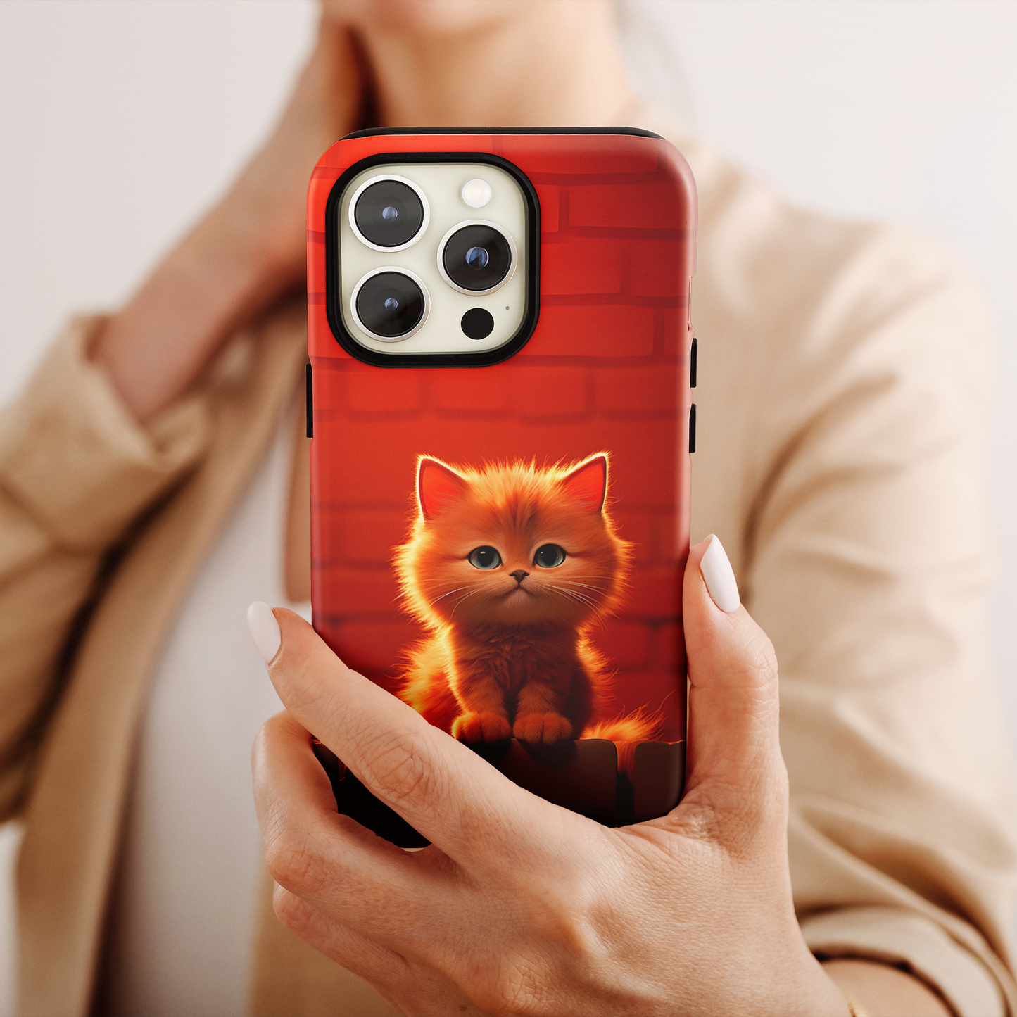 Cute Cat Sitting On a Wall (iPhone Case 11-15)Style meets safety in the RIMA Tough Phone Case for iPhone 11-15. Secure your phone in sophistication. Make a statement today! 🎨🔐RimaGallery