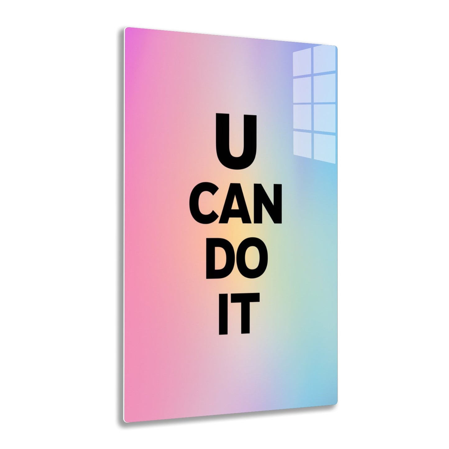 U CAN DO IT text in bold black letters against a gradient pink and blue background
