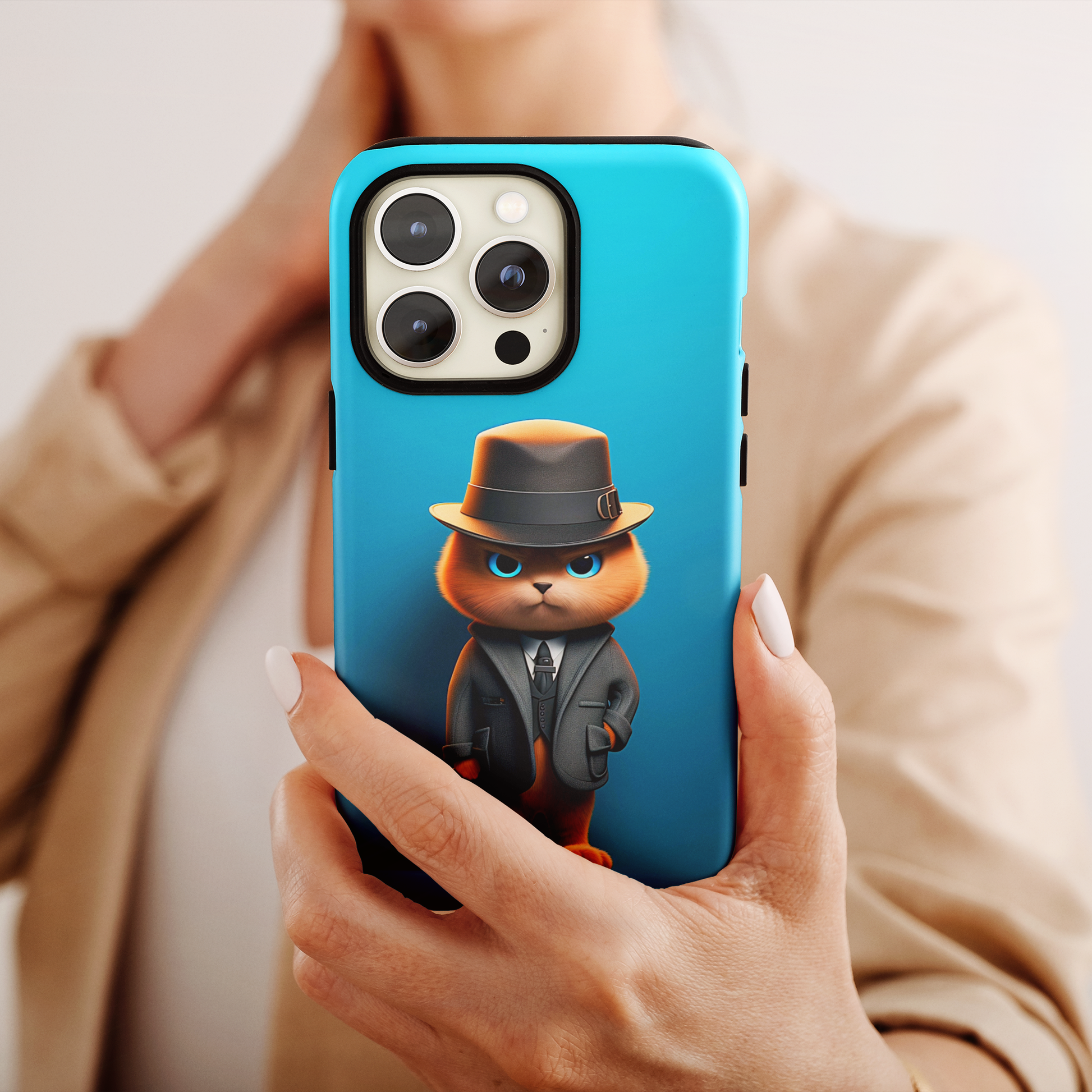 Detective Cat (iPhone Case 11-15)RIMA Tough Phone Case: Your iPhone's Perfect Armor! Tailored for iPhone 11-15, offering elegant design and robust protection. Embrace the fusion of technology and suRimaGallery