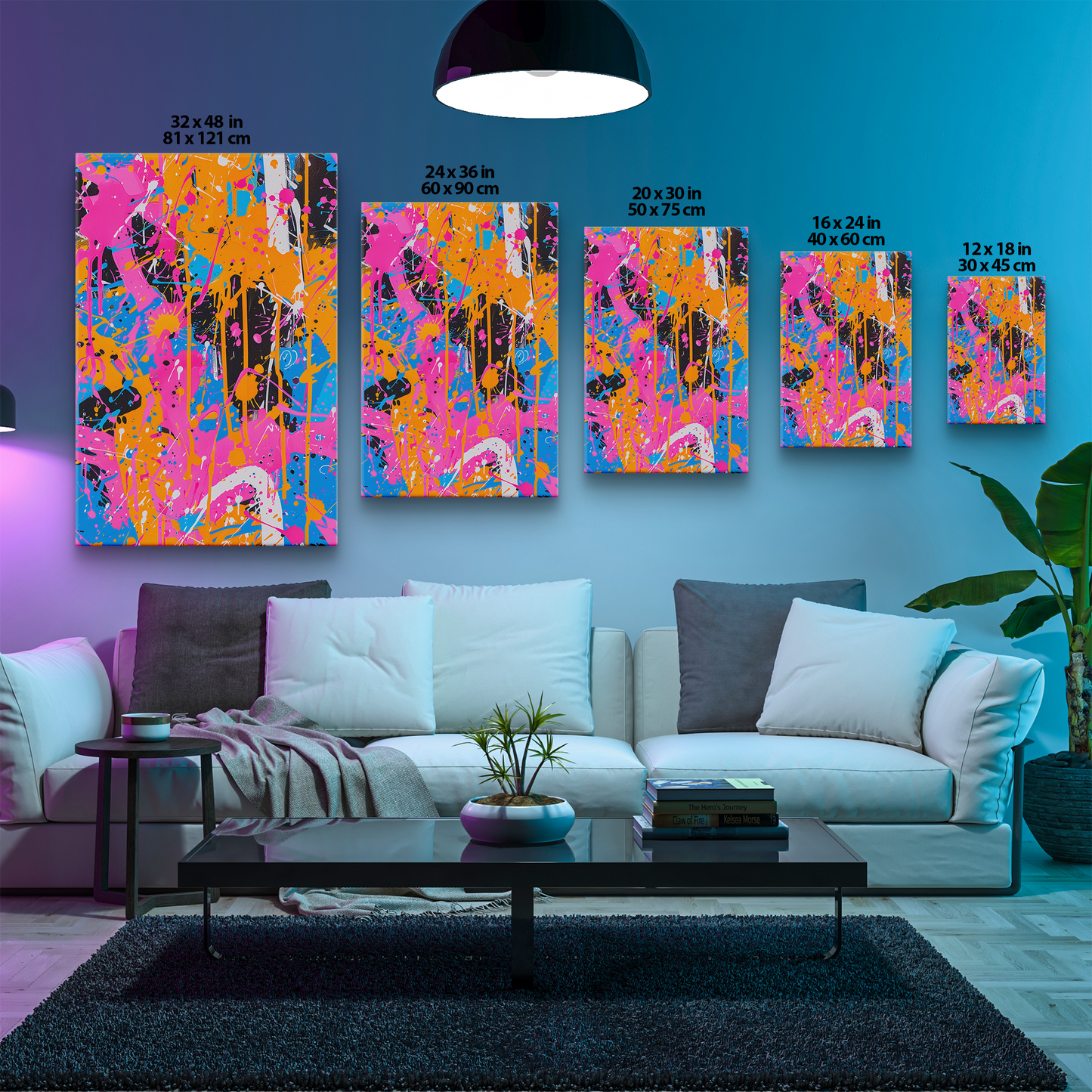 Vibrant Abstract Expressionism: Bold, Energetic Color Splashes (Canvas)