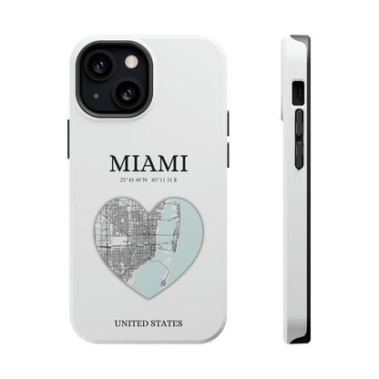 Miami Heartbeat - White (iPhone MagSafe Case)Elevate your iPhone's style with the New York Heartbeat White MagSafe Case, offering robust protection, MagSafe compatibility, and a choice of matte or glossy finishRimaGallery