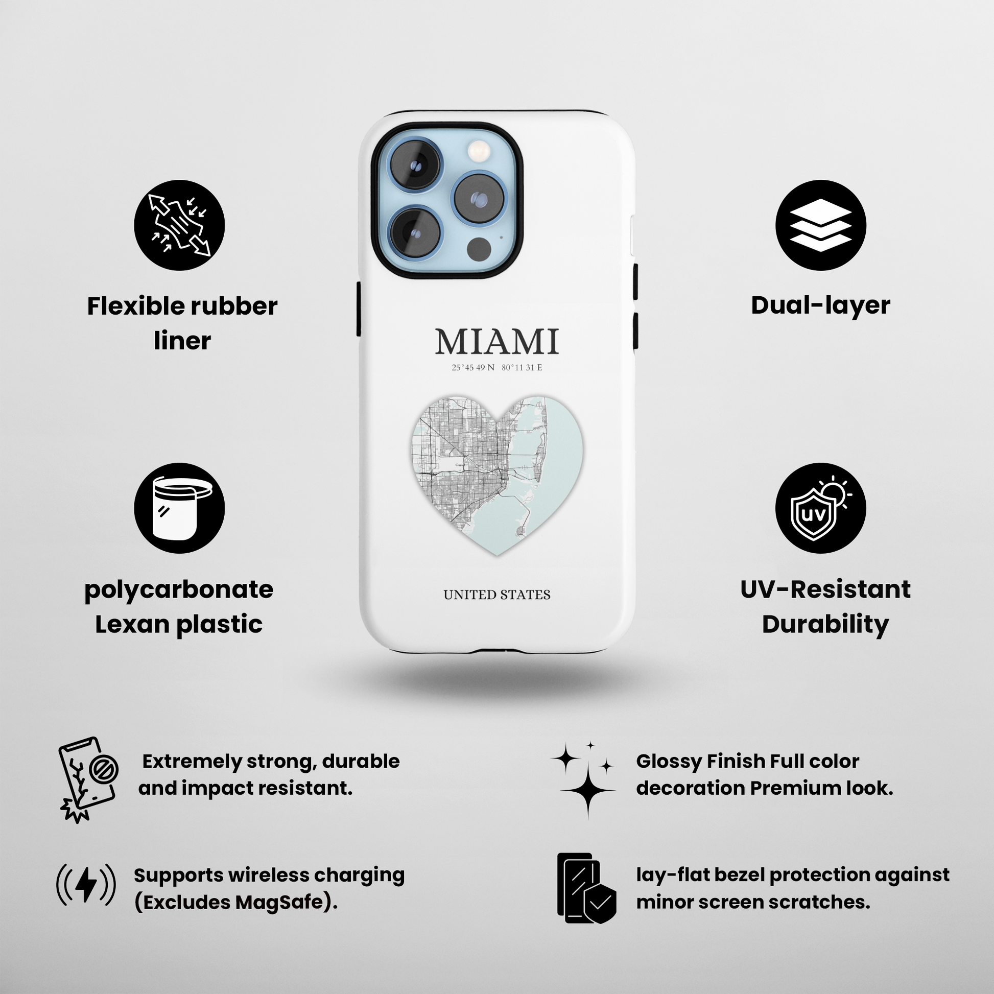 Miami Heartbeat - White (iPhone Case 11-15)Elevate your iPhone's style with Rima's Miami Heartbeat case. Sleek, durable protection for models 11-15. Free US shipping.RimaGallery