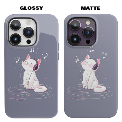 Melody Mews (iPhone MagSafe Case)Elevate your iPhone's protection and style with RimaGallery's Illustrated cat enjoying music with headphones on iphone MagSafe Case against a dark backdrop. Enjoy duRimaGallery