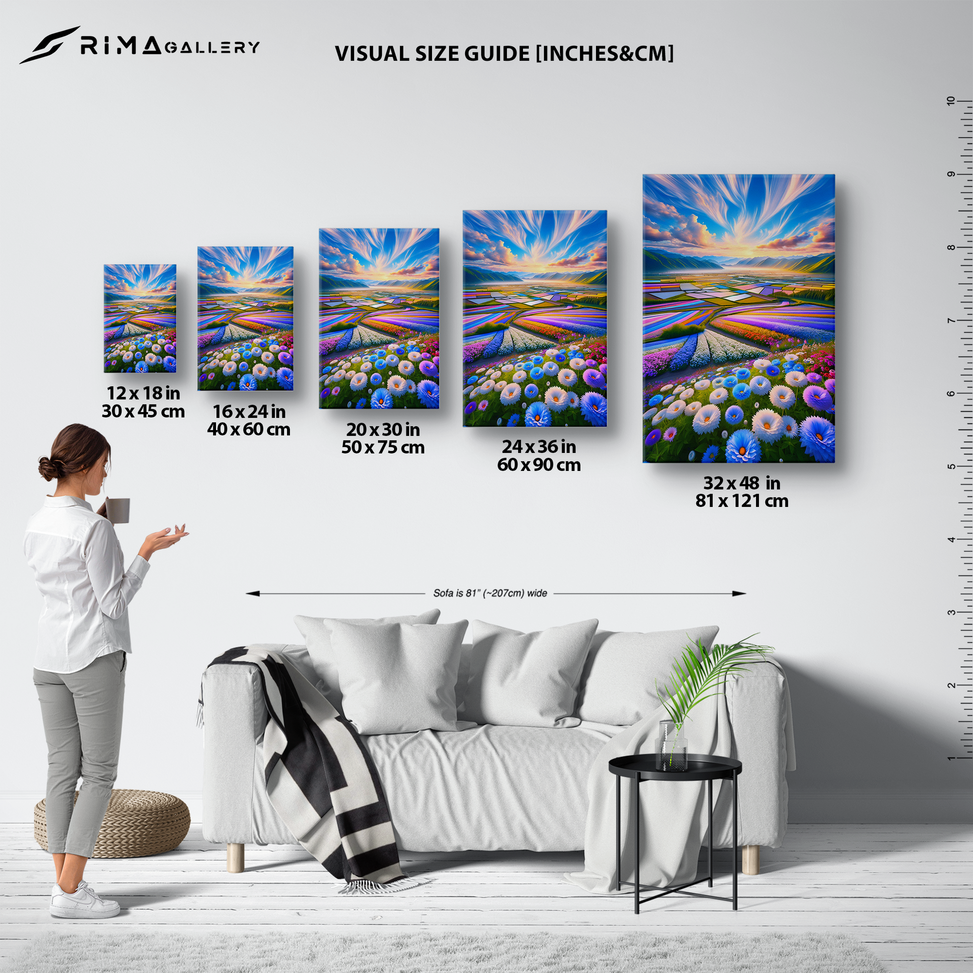 Chromatic Valleys (Canvas)Chromatic Valleys (Canvas  Matte finish, stretched, with a depth of 1.25 inches) Elevate your décor with RimaGallery’s responsibly made art canvases. Our eco-friendlRimaGallery