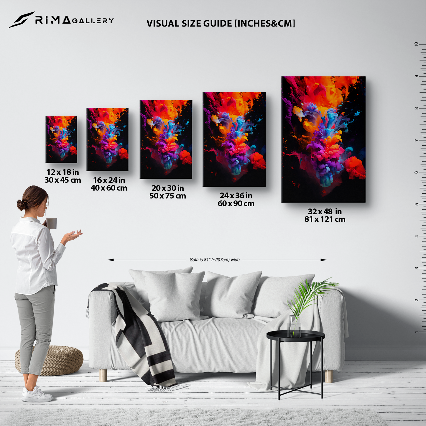 Color Symphony (Canvas)Color Symphony (Canvas  Matte finish, stretched, with a depth of 1.25 inches) Elevate your décor with RimaGallery’s responsibly made art canvases. Our eco-friendly mRimaGallery
